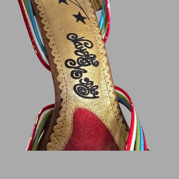Naughty Monkey 4" Heel Multi Colored Strappy Buckle Sandals Women Size 8.5 - Picture 9 of 13